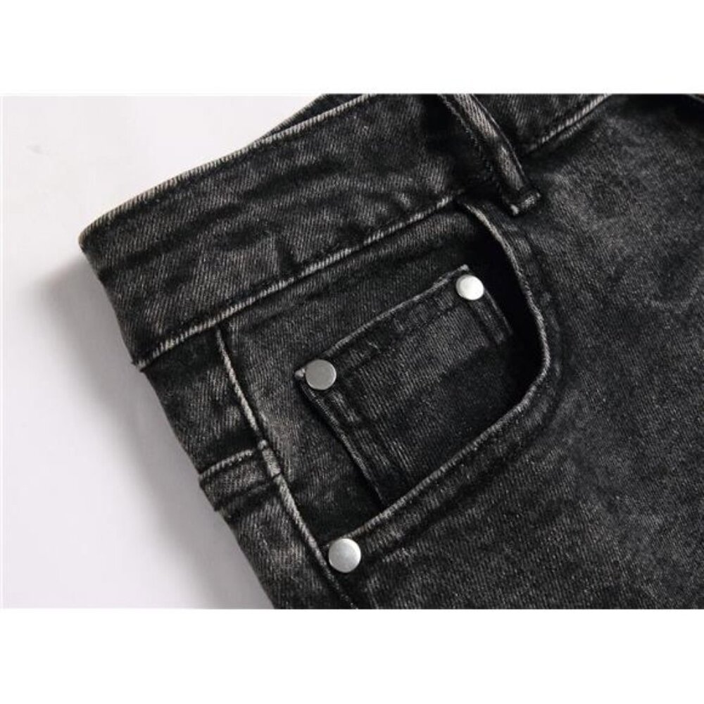 Men's Casual Printed Slim Fit Jeans Skinny Denim Pants - Picture 5 of 7